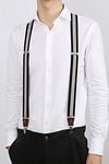 Suitable Luxe Suspenders Navy Stripe Beige Model / Voorkant