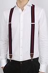 Suitable Luxe Suspenders Navy Stripe Red Model / Voorkant