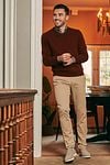 Suitable Chino Plato Ecru Model / Voorkant met Bram
