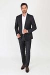 Suitable Costume Toulon Serge Laine Noir Uni Model / Voorkant avec Emiel