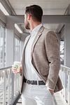 Suitable Geweven Riem Navy Taupe Model / Voorkant