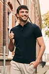Suitable Half Zip Polo Shirt Navy Model / Voorkant with Bram