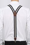 Suitable Luxe Bretels Navy Streep Beige Model / Achterkant
