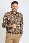 Suitable Overhemd Paisley Groen Beige Model / Voorkant met Bram