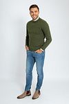 Suitable Pull Agneline Col Rond Vert Olive Model / Voorkant