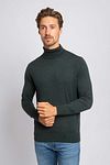 Suitable Pull Col Roulé Merino Mélanger Vert Foncé Model / Voorkant