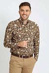 Suitable Shirt Paisley Green Beige Model / Voorkant with Bram