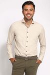 Suitable Shirt Twill Beige Model / Voorkant with Bram