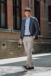 Suitable Sports Jacket Royal Brown Blue Model / Voorkant with Bram