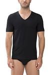 Mey V-hals Dry Cotton T-shirt Zwart 2-Pack Model / Voorkant