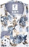 R2 Overhemd Botanische Print Fiets Blauw