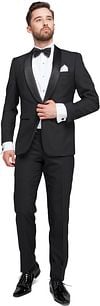 Suitable Smokinganzug Brooklyn – Herren Anzug, Modern Fit, Wollmix, Schwarz SMOK-BROOKLYN-WOLBLEND