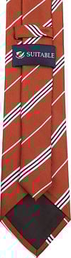 Suitable Stropdas Zijde Streep Rood Product / Achterkant