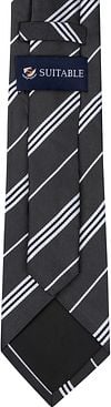 Suitable Tie Silk Stripe Anthracite Product / Achterkant