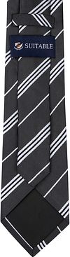 Suitable Cravate Soie Anthracite Rayé Product / Achterkant
