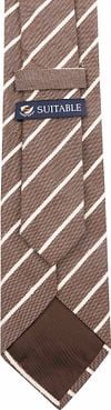 Suitable Tie Linen Stripe Brown Product / Achterkant