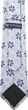 Suitable Cravate Soie Bleu Fleurs Product / Achterkant
