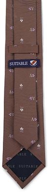 Suitable Tie Silk Stripe Flowers Brown Product / Achterkant