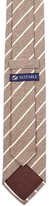Suitable Krawatte Leinen Streif Beige Product / Achterkant