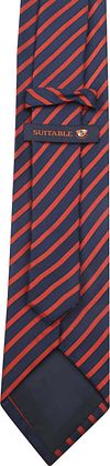 Silk Tie Navy Red Stripe F82-1 Product / Achterkant