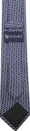 Suitable Tie Silk Print Dark Blue Product / Achterkant