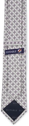 Suitable Tie Silk Stripe Flowers White Product / Achterkant