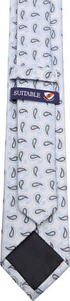 Suitable Tie Silk Paisley Light Blue Product / Achterkant