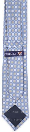 Suitable Tie Silk Stripe Flowers Blue Product / Achterkant