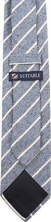 Suitable Cravate De Lin Bleu Rayé Product / Achterkant