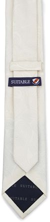 Suitable Wedding Tie Silk Stripe Paisley Off White Product / Achterkant
