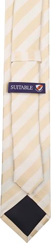 Suitable Cravate Soie Beige Rayé  Product / Achterkant