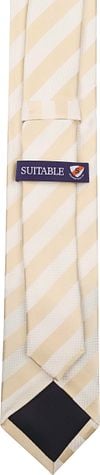 Suitable Stropdas Zijde Streep Beige Product / Achterkant