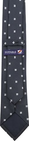 Suitable Stropdas Zijde Bloem Navy Product / Achterkant