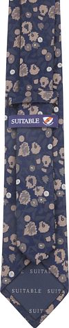 Suitable Tie Silk Stripe Print Navy Product / Achterkant