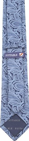 Suitable Tie Silk Stripe Paisley Blue Product / Achterkant