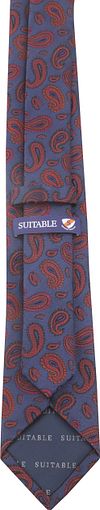 Suitable Tie Silk Stripe Paisley Navy Product / Achterkant