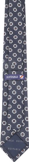 Suitable Cravate Navy Foncé Fleurs Product / Achterkant