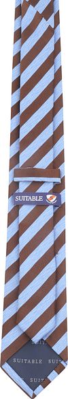 Suitable Krawatte Seide Streif Blau Braun Product / Achterkant