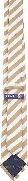 Suitable Stropdas Zijde Streep Beige Product / Achterkant