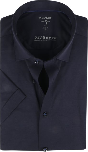 OLYMP Level 5 Body Blue Sleeve Short Shirt 24/Seven order Suitable Dark | Fit online 200862-18