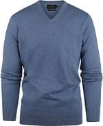 Steppin' Out Pullover Cotton Cashmere V-Neck Indigo Blue