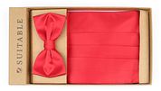 Suitable Cumberband Bow Tie Set Red