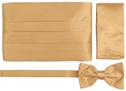 Suitable Cumberband Bow Tie Set Gold 