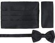 Suitable Cumberband Bow Tie Set Black