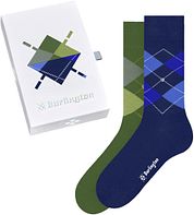 Burlington Gift Box Argyle 2-Pack Checks Blue Green