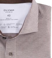 OLYMP Overhemd Level 5 24/Seven Pied de Poule Bruin
