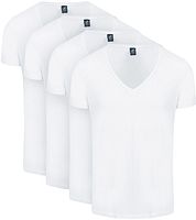Suitable Vibamboru T-Shirt Deep V-Neck White 4-Pack