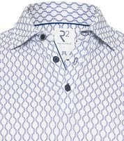 R2 Amsterdam Piqué Polo Shirt Wheel Track Print Blue
