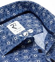 R2 Overhemd Tech Knit Flowers & Paisley Blue