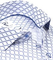 R2 Poplin Shirt Print Blue